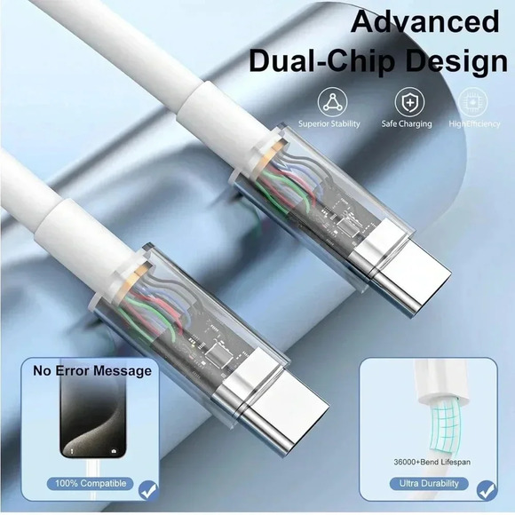 USB‎ C 3ft iphone charger white 36” NWT - Picture 2 of 4